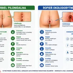 Torbiel pilonidalna to schorzenie zlokalizowane w linii pośrodkowej pośladków, często spowodowane wrastającymi włosami.