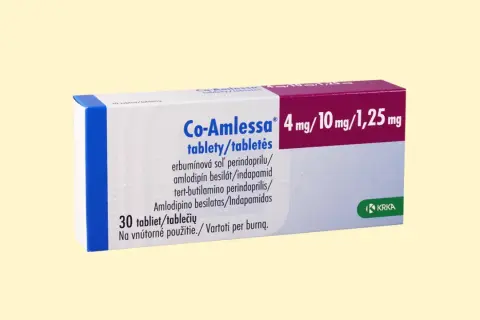 Opakowanie leku Co-Amlessa 4 mg/10 mg/1,25 mg na nadciśnienie.