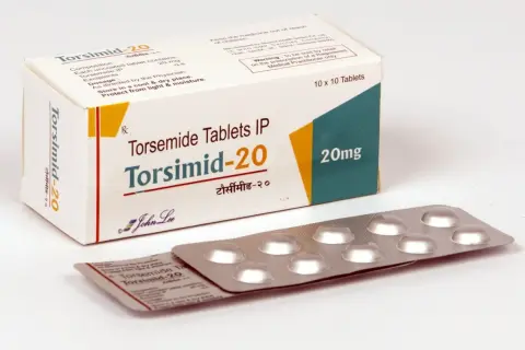 Opakowanie i blistry leku Torsimid-20 mg, zawierającego torsemid.