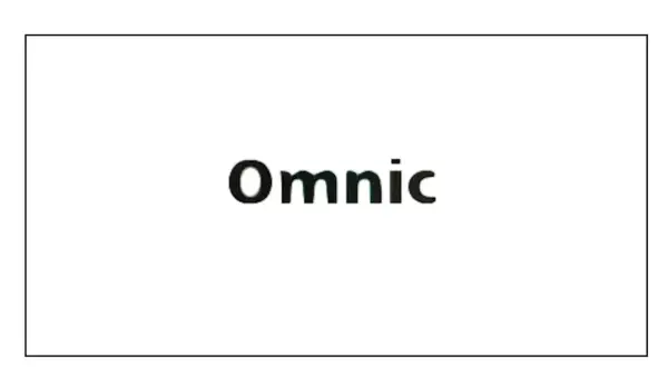 Czarny napis "Omnic" na białym tle.