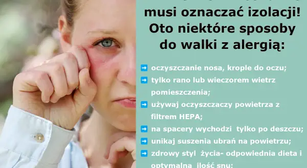 Dziewczyna z zaczerwienionym okiem i łzawieniem, objawami alergii. Wiosna nie musi oznaczać izolacji, oto sposoby na walkę z alergią.